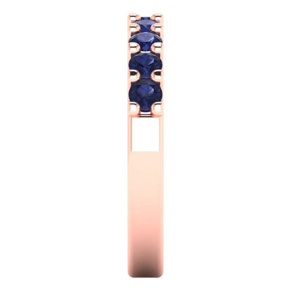 0.63 cttw Simulated Blue Sapphire Round Cut Rose Gold Eternity Wedding Band