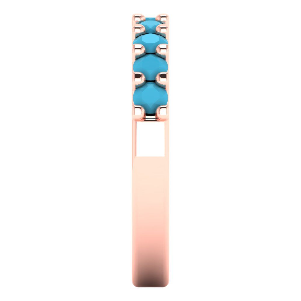0.63 cttw Simulated Turquoise Round Cut Rose Gold Eternity Wedding Band