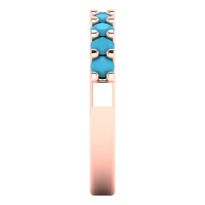 0.63 cttw Simulated Turquoise Round Cut Rose Gold Eternity Wedding Band