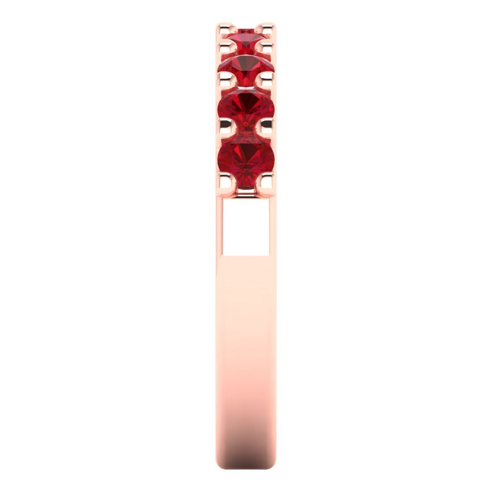 0.63 cttw Simulated Ruby Round Cut Rose Gold Eternity Wedding Band