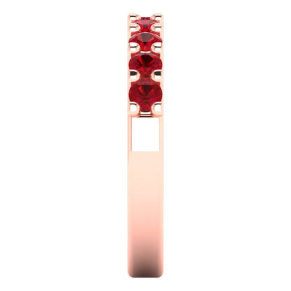 0.63 cttw Simulated Ruby Round Cut Rose Gold Eternity Wedding Band
