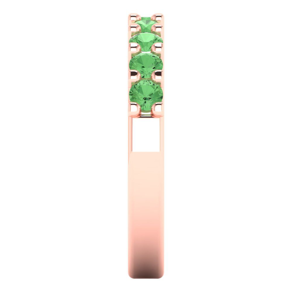 0.63 cttw Simulated Green Diamond Round Cut Rose Gold Eternity Wedding Band