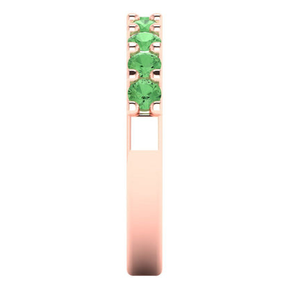 0.63 cttw Simulated Green Diamond Round Cut Rose Gold Eternity Wedding Band
