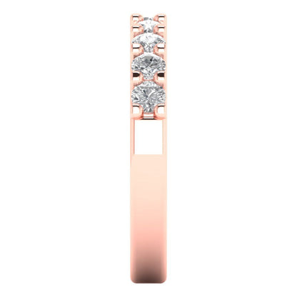 0.81 ct Brilliant Round Cut Natural Diamond Stone Clarity VS1-2 Color G-H Rose Gold Eternity Band
