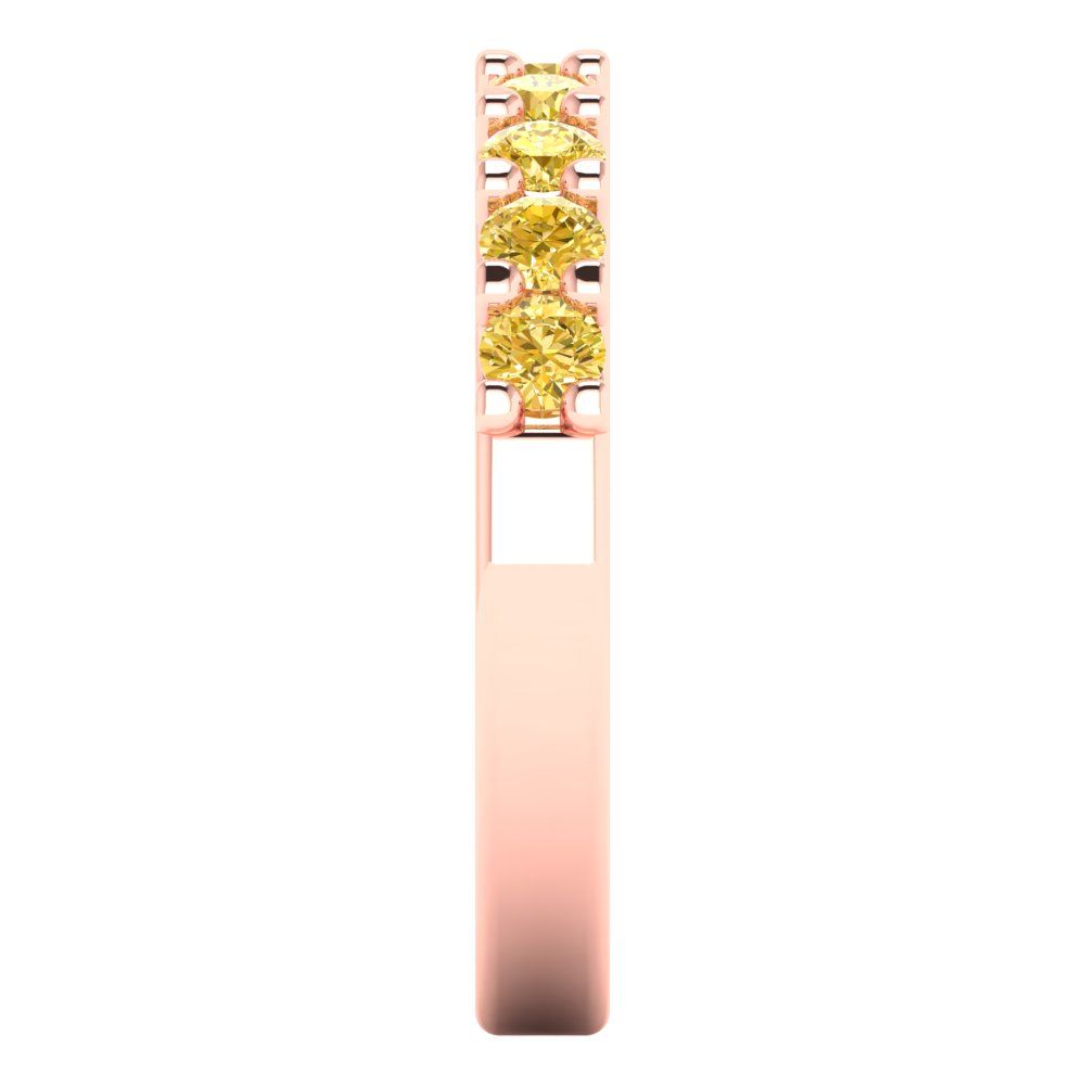0.63 cttw Simulated Yellow Diamond Round Cut Rose Gold Eternity Wedding Band