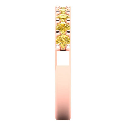 0.63 cttw Simulated Yellow Diamond Round Cut Rose Gold Eternity Wedding Band