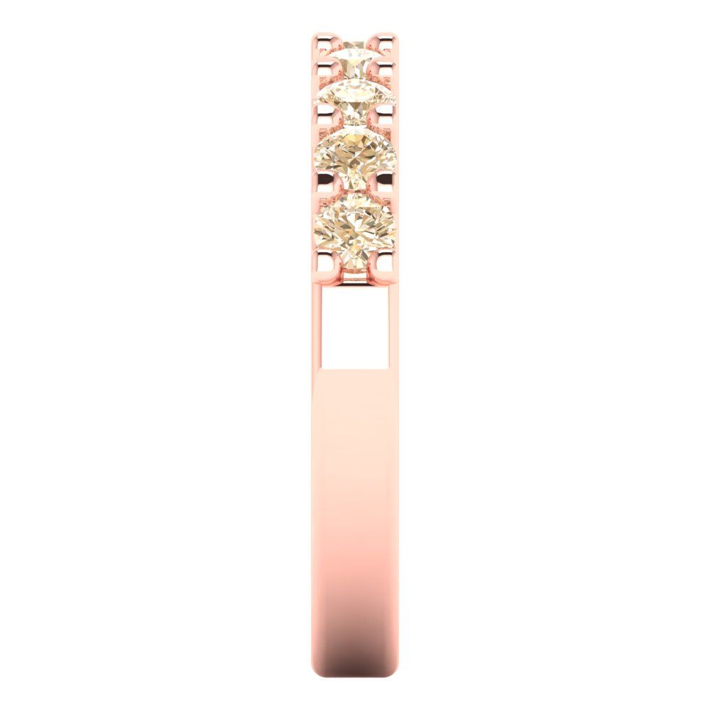 0.63 cttw Natural Morganite Round Cut Rose Gold Eternity Wedding Band