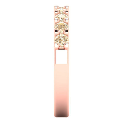 0.63 cttw Natural Morganite Round Cut Rose Gold Eternity Wedding Band
