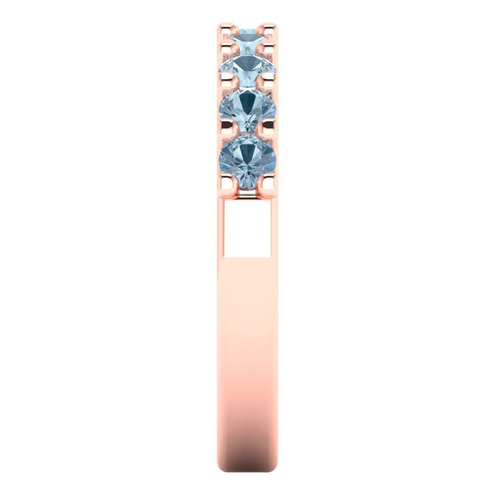 0.63 cttw Natural Aquamarine Round Cut Rose Gold Eternity Wedding Band