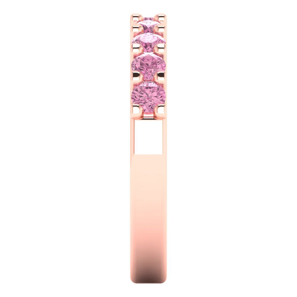 0.63 cttw Simulated Pink Diamond Round Cut Rose Gold Eternity Wedding Band