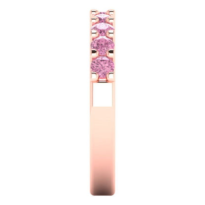 0.63 cttw Simulated Pink Diamond Round Cut Rose Gold Eternity Wedding Band