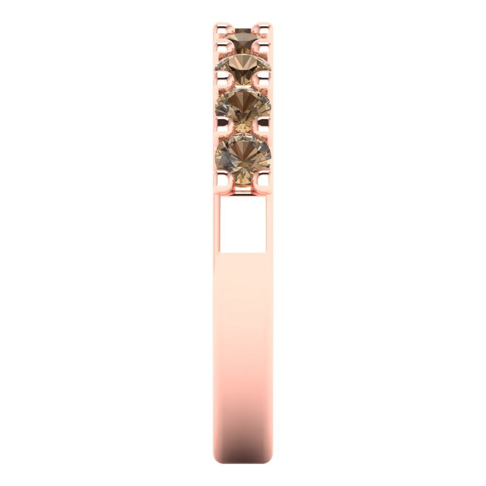 0.63 cttw Simulated Champagne Diamond Round Cut Rose Gold Eternity Wedding Band