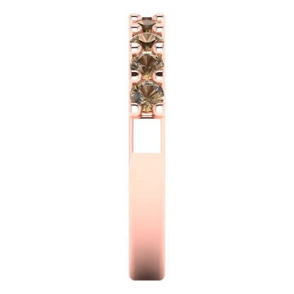 0.63 cttw Simulated Champagne Diamond Round Cut Rose Gold Eternity Wedding Band