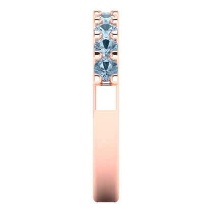 0.63 cttw Natural Sky Blue Topaz Round Cut Rose Gold Eternity Wedding Band