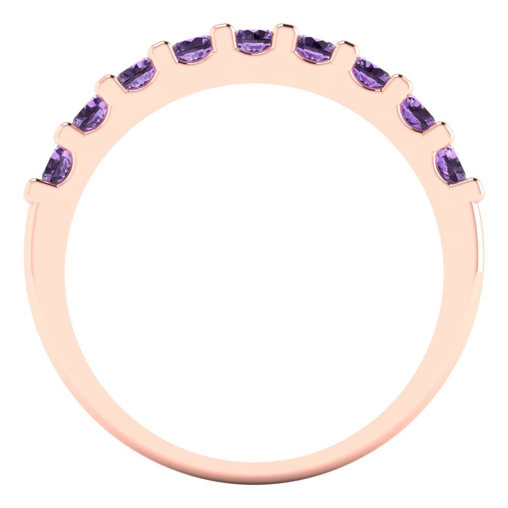 0.63 cttw Simulated Alexandrite Round Cut Rose Gold Eternity Wedding Band
