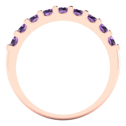 0.63 cttw Simulated Alexandrite Round Cut Rose Gold Eternity Wedding Band