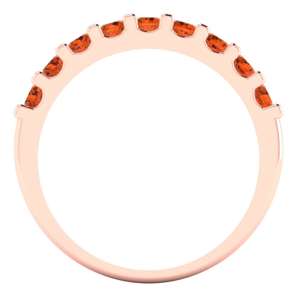 0.63 cttw Simulated Pink Tourmaline Round Cut Rose Gold Eternity Wedding Band