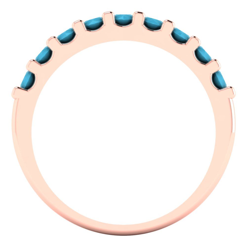 0.63 cttw Simulated Turquoise Round Cut Rose Gold Eternity Wedding Band