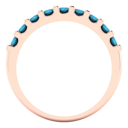 0.63 cttw Simulated Turquoise Round Cut Rose Gold Eternity Wedding Band