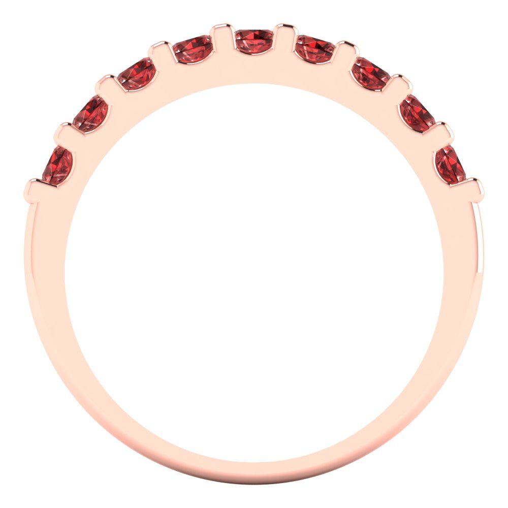 0.63 cttw Natural Garnet Round Cut Rose Gold Eternity Wedding Band