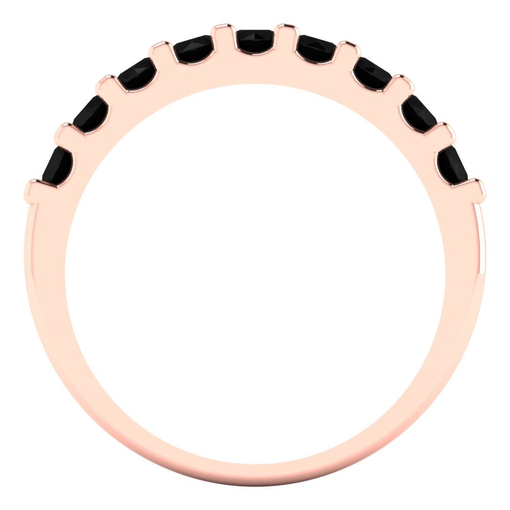 0.63 cttw Natural Onyx Round Cut Rose Gold Eternity Wedding Band