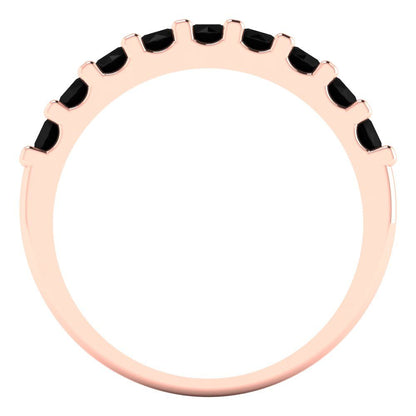 0.63 cttw Natural Onyx Round Cut Rose Gold Eternity Wedding Band