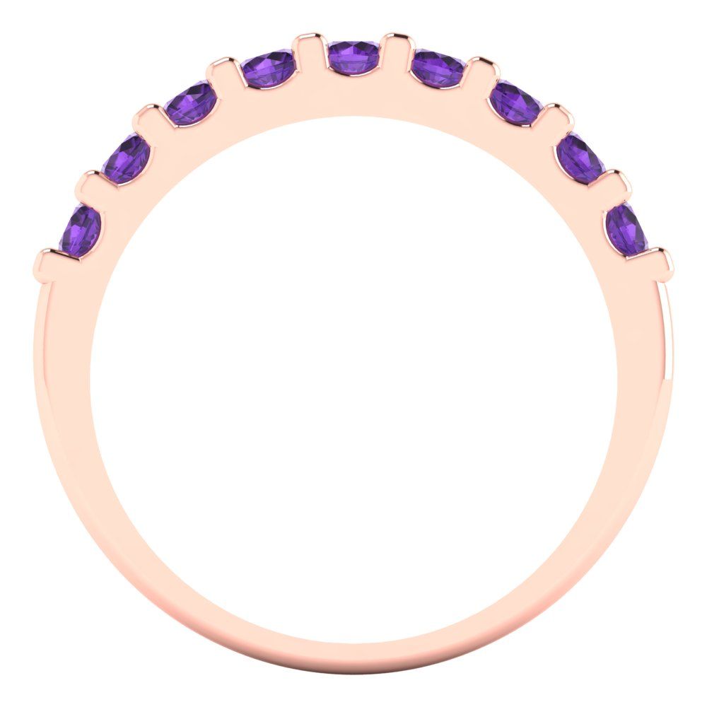 0.63 cttw Natural Amethyst Round Cut Rose Gold Eternity Wedding Band