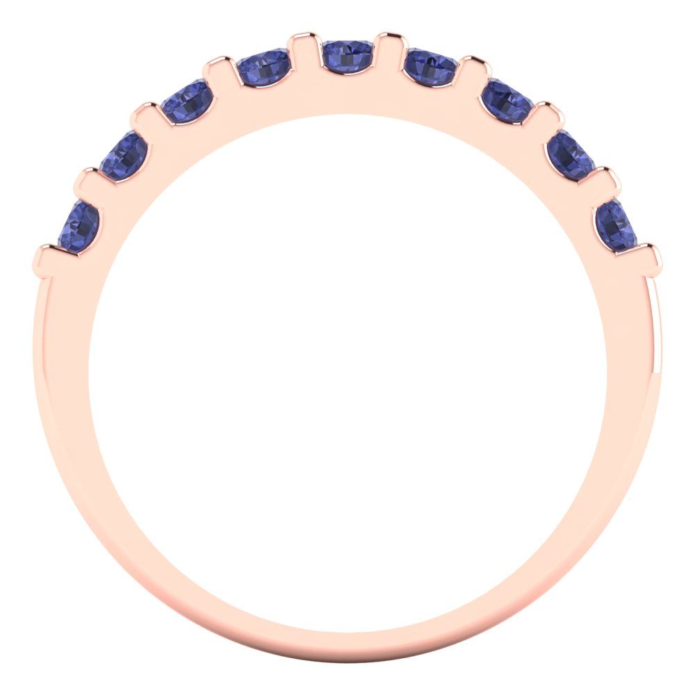 0.63 cttw Simulated Tanzanite Round Cut Rose Gold Eternity Wedding Band