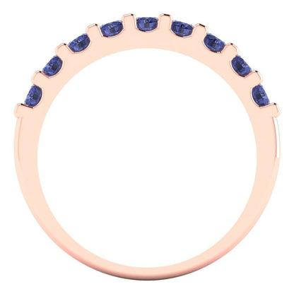0.63 cttw Simulated Tanzanite Round Cut Rose Gold Eternity Wedding Band