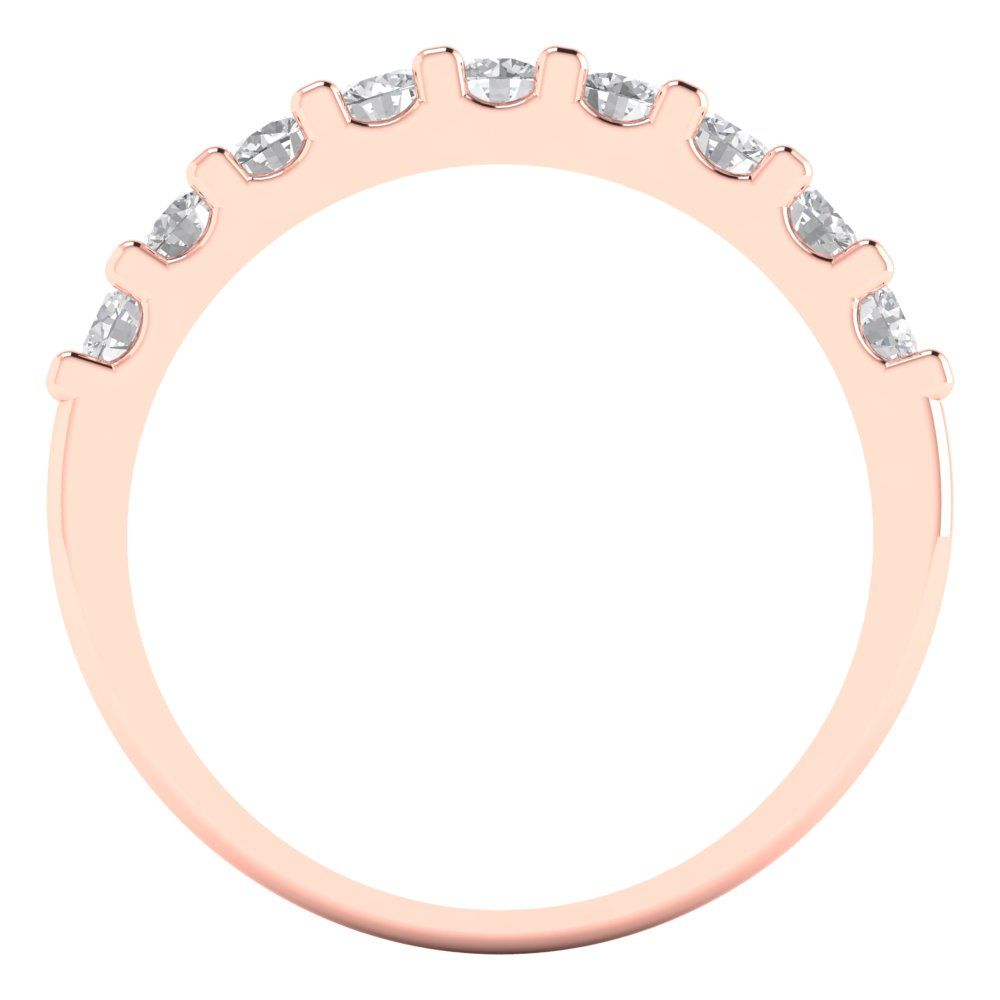 0.63 cttw Moissanite Round Cut Rose Gold Eternity Wedding Band