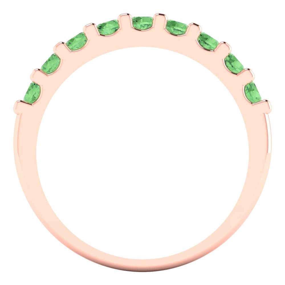 0.63 cttw Simulated Green Diamond Round Cut Rose Gold Eternity Wedding Band