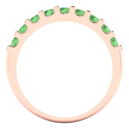 0.63 cttw Simulated Green Diamond Round Cut Rose Gold Eternity Wedding Band