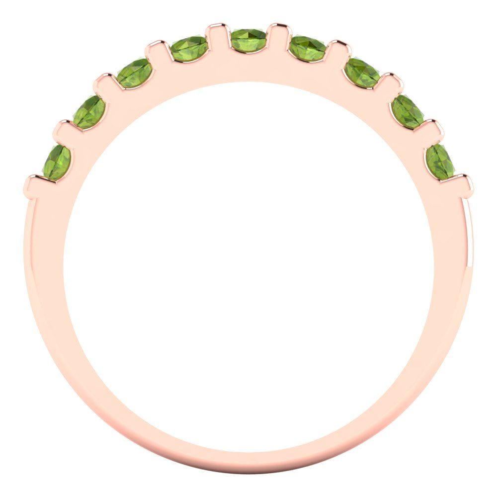 0.63 cttw Natural Peridot Round Cut Rose Gold Eternity Wedding Band