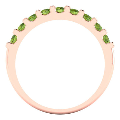 0.63 cttw Natural Peridot Round Cut Rose Gold Eternity Wedding Band