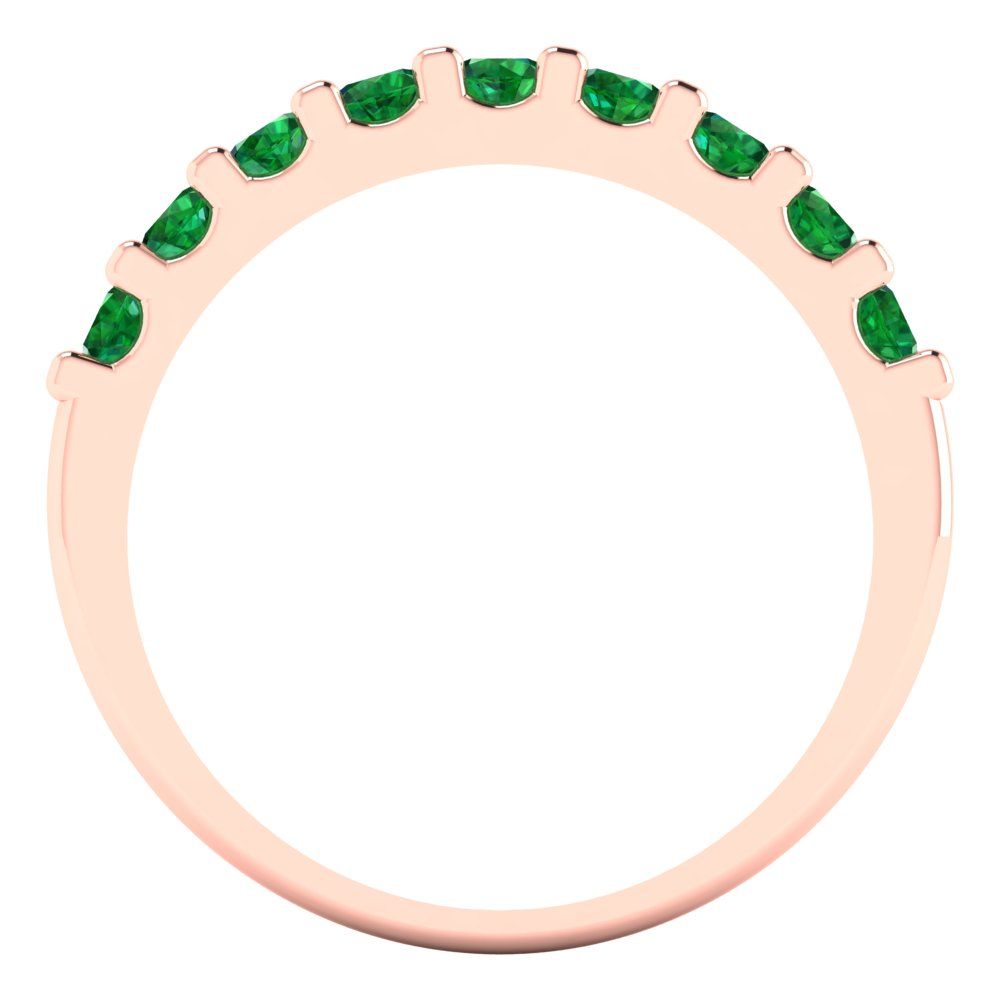 0.63 cttw Simulated Emerald Round Cut Rose Gold Eternity Wedding Band