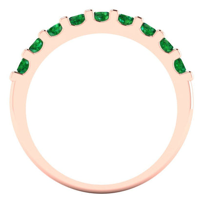 0.63 cttw Simulated Emerald Round Cut Rose Gold Eternity Wedding Band