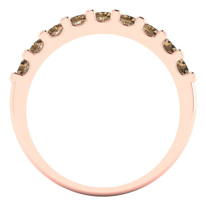 0.63 cttw Simulated Champagne Diamond Round Cut Rose Gold Eternity Wedding Band