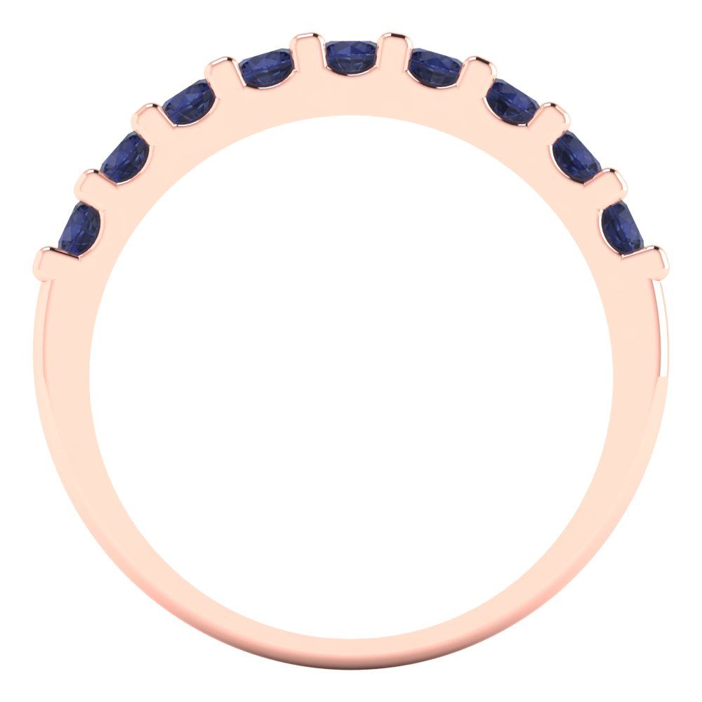 0.63 cttw Simulated Blue Sapphire Round Cut Rose Gold Eternity Wedding Band