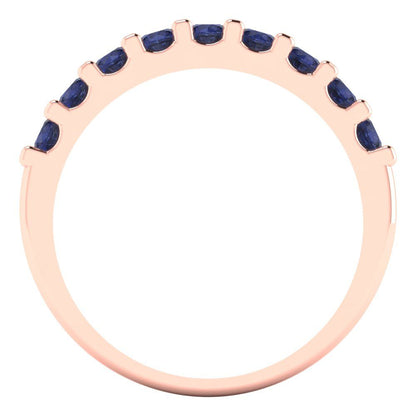 0.63 cttw Simulated Blue Sapphire Round Cut Rose Gold Eternity Wedding Band