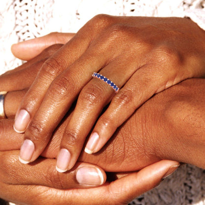 0.63 cttw Simulated Tanzanite Round Cut Rose Gold Eternity Wedding Band