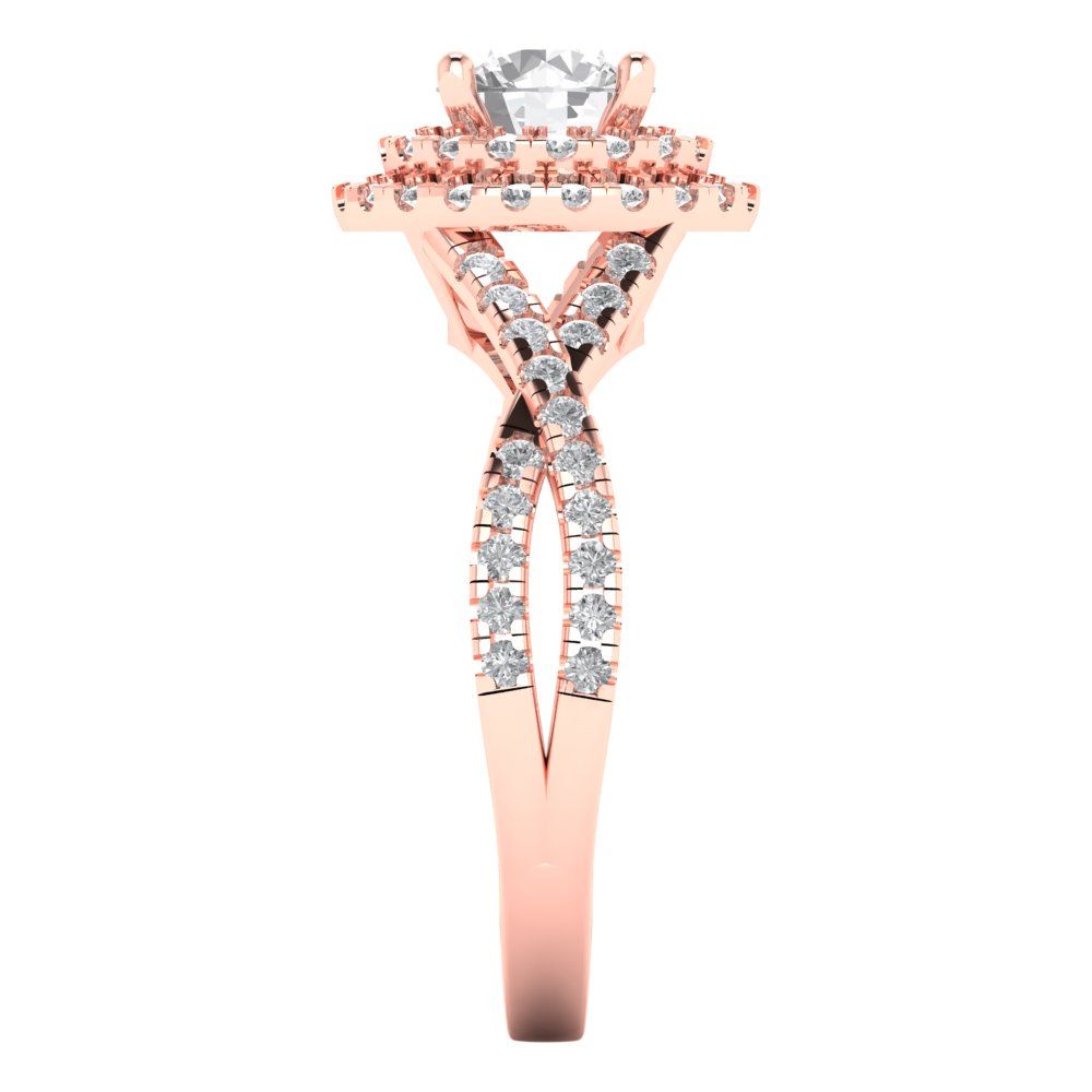 1.3125 cttw Zirconia Simulated Diamond Solitaire with Zirconia Simulated Diamond Accents Engagement Ring - Solid Gold (VVS1, Round Cut,6mm)