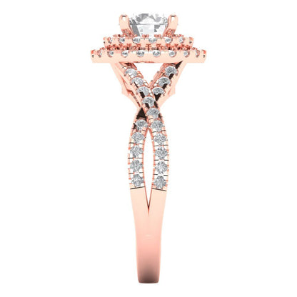 1.3125 cttw Zirconia Simulated Diamond Solitaire with Zirconia Simulated Diamond Accents Engagement Ring - Solid Gold (VVS1, Round Cut,6mm)