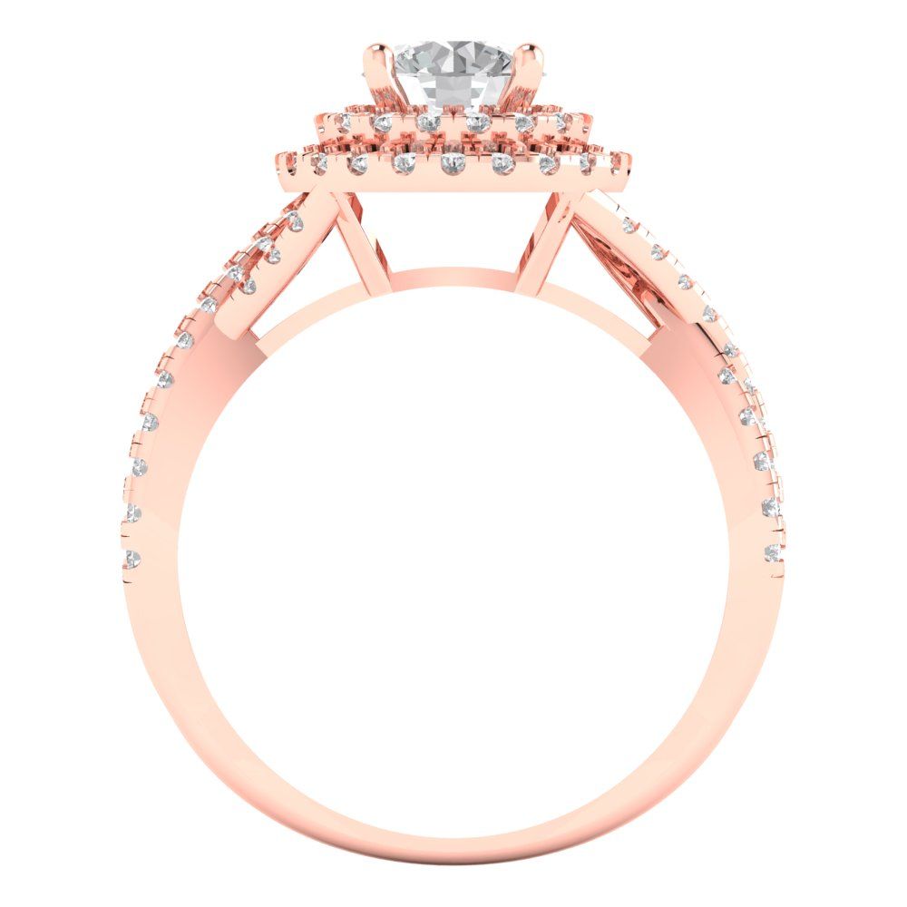 1.3125 cttw Zirconia Simulated Diamond Solitaire with Zirconia Simulated Diamond Accents Engagement Ring - Solid Gold (VVS1, Round Cut,6mm)