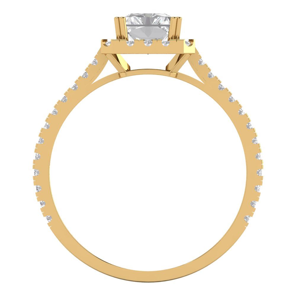 1.86 cttw Zirconia Simulated Diamond Solitaire with Zirconia Simulated Diamond Accents Engagement Ring - Solid Gold (VVS1, Emerald Cut,7.5x5.5mm)