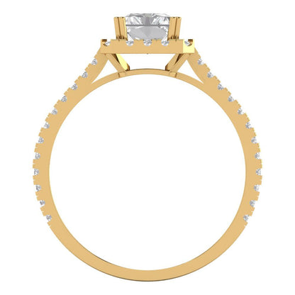 1.86 cttw Zirconia Simulated Diamond Solitaire with Zirconia Simulated Diamond Accents Engagement Ring - Solid Gold (VVS1, Emerald Cut,7.5x5.5mm)