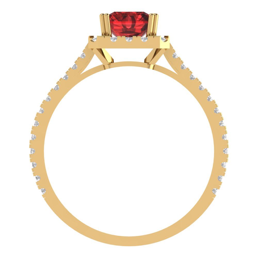 1.86 cttw Natural Garnet Solitaire with Zirconia Simulated Diamond Accents Engagement Ring - Solid Gold (Emerald Cut,7.5x5.5mm)