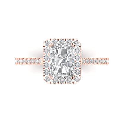 1.86 cttw White Sapphire Solitaire with Zirconia Simulated Diamond Accents Engagement Ring - Solid Gold (Emerald Cut,7.5x5.5mm)