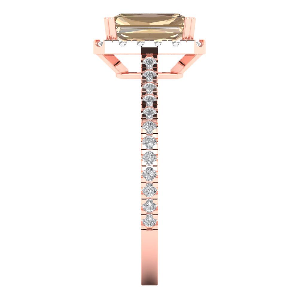 1.86 cttw Yellow Moissanite Solitaire with Zirconia Simulated Diamond Accents Engagement Ring - Solid Gold (Emerald Cut,7.5x5.5mm)