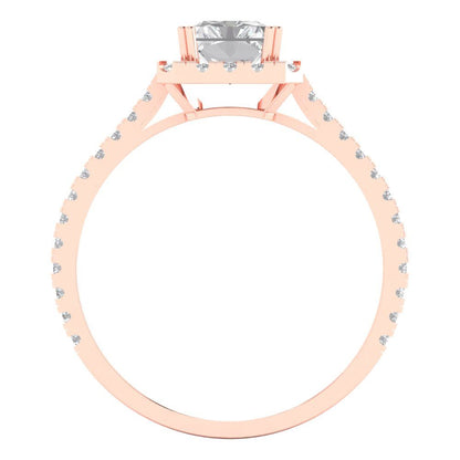 1.86 cttw White Sapphire Solitaire with Zirconia Simulated Diamond Accents Engagement Ring - Solid Gold (Emerald Cut,7.5x5.5mm)