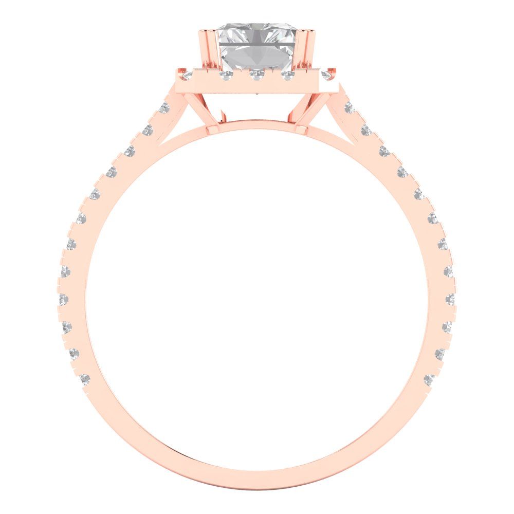 1.86 cttw Zirconia Simulated Diamond Solitaire with Zirconia Simulated Diamond Accents Engagement Ring - Solid Gold (VVS1, Emerald Cut,7.5x5.5mm)